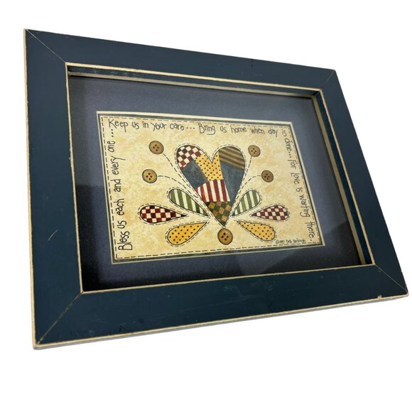 Beth Yarbrough Vintage Framed 1997 Folk Art Print Bless Us Each and Everyone - Picture 3 of 9